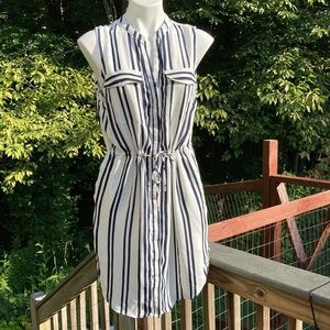 H&M tie waist button down sleeveless shirt dress size 8